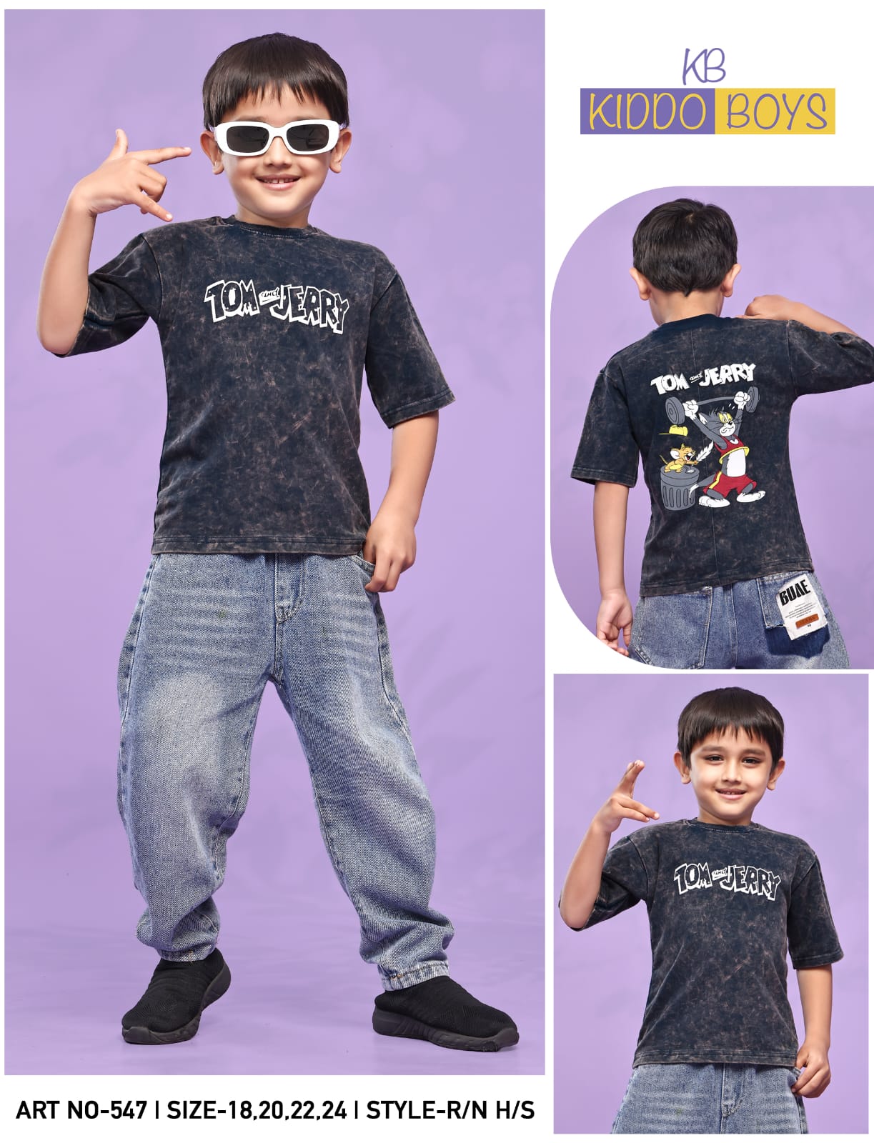 Art No 547 Kiddo Acid Wash Boys Tshirt Exporter India