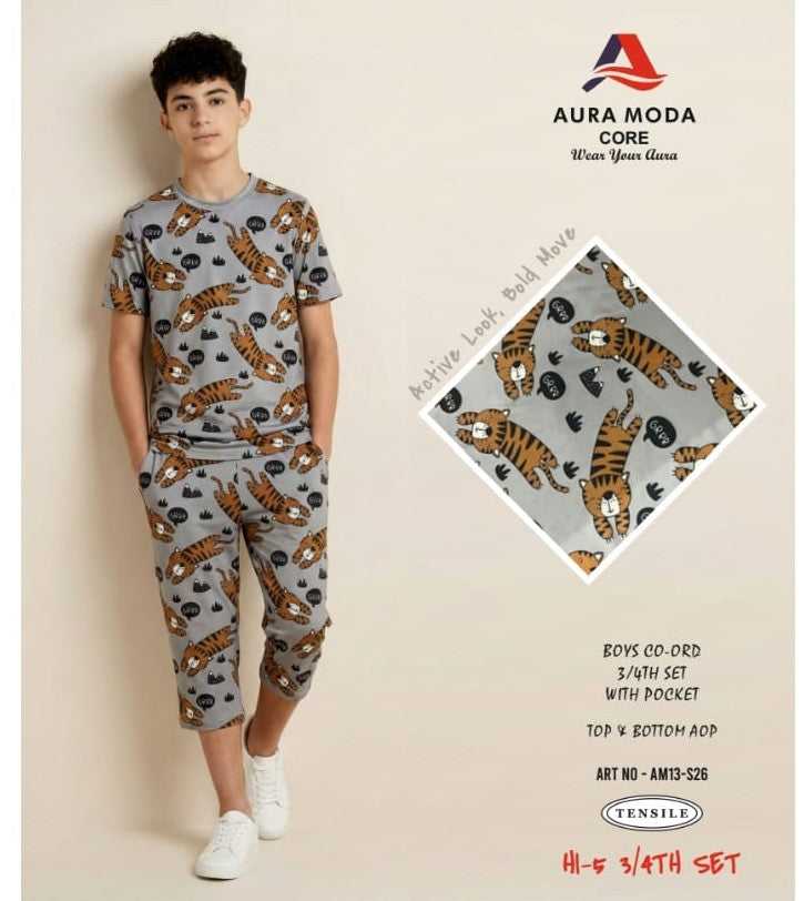 Art No Am 13-26 Aura Moda Tencil Lycra Boys Capri Night Suit Wholesaler Gujarat