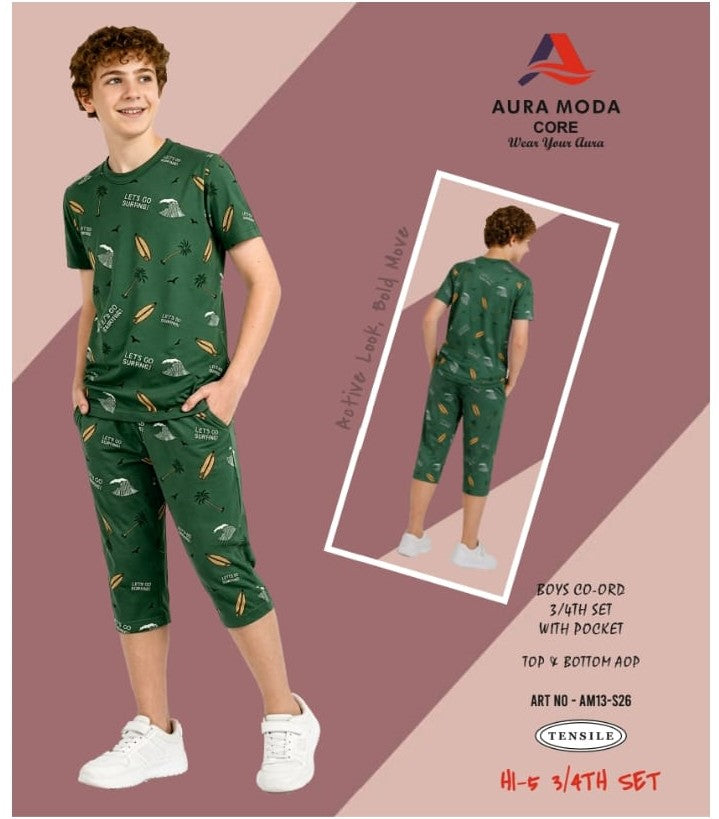 Art No Am 13-26 Aura Moda Tencil Lycra Boys Capri Night Suit Wholesaler Gujarat