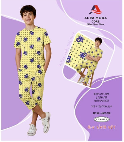 Art No Am 13-26 Aura Moda Tencil Lycra Boys Capri Night Suit Wholesaler Gujarat