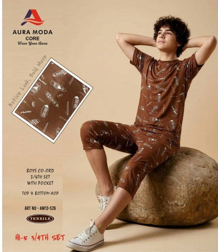 Art No Am 13-26 Aura Moda Tencil Lycra Boys Capri Night Suit Wholesaler Gujarat