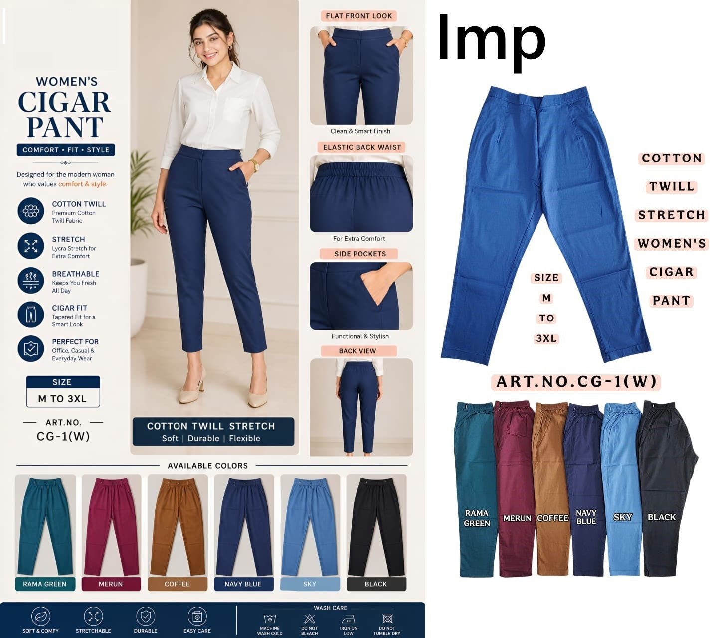 Art No Cg-1 W Imp Cotton Women Pants Wholesale Price