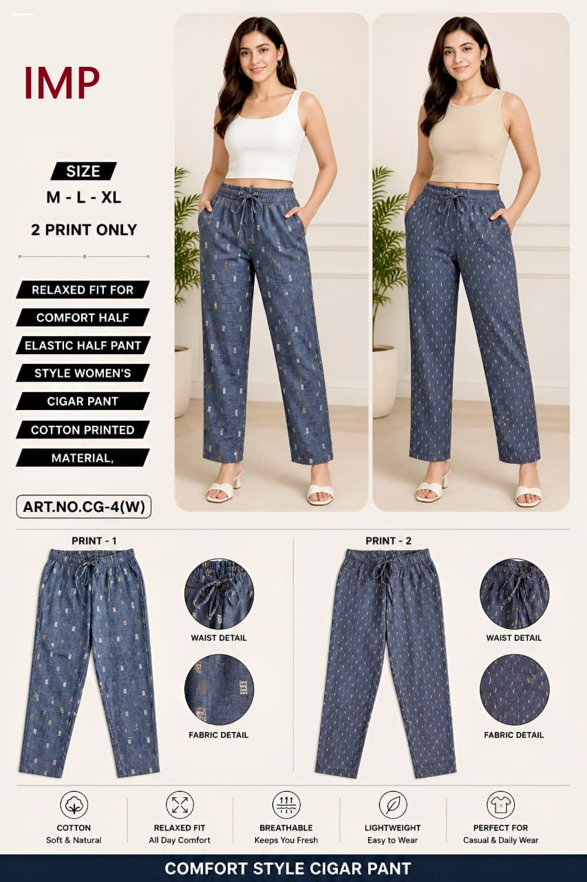 Art No Cg-4(W) Imp Cotton Women Pants Exporter Gujarat