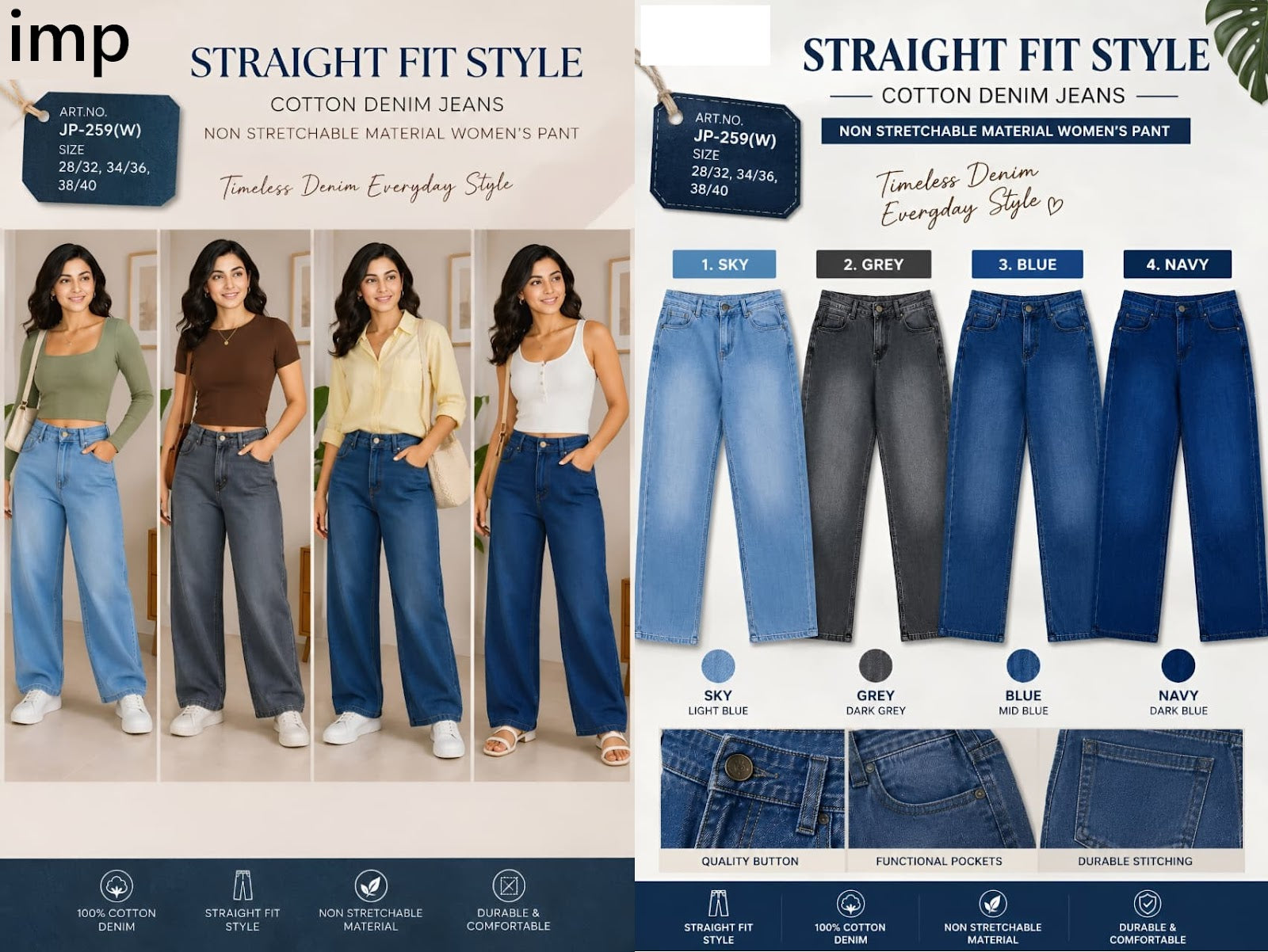 Art No Jp-259 W Imp Cotton Women Pants Wholesale