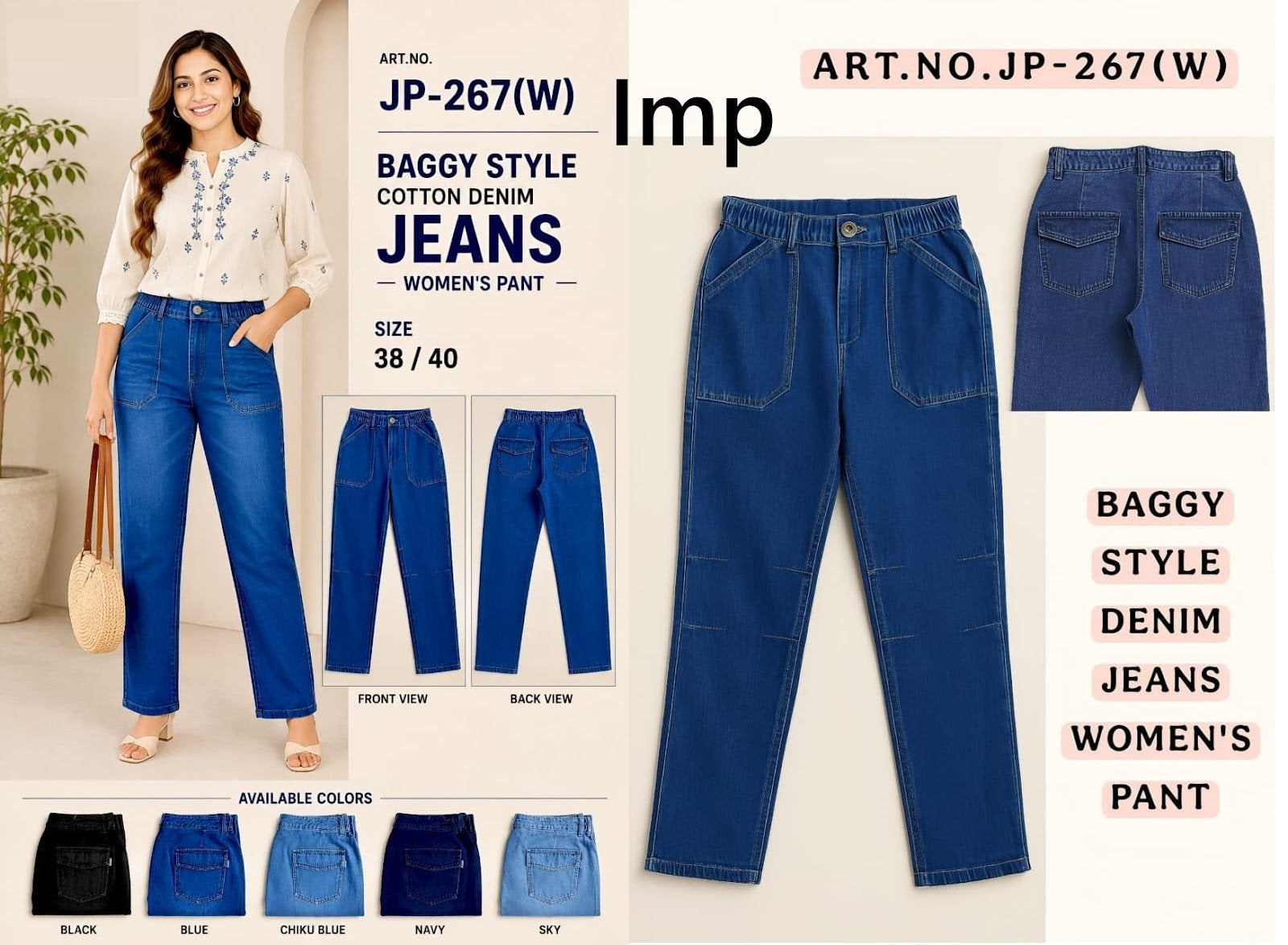 Art No Jp-267 W Imp Cotton Women Pants Wholesale