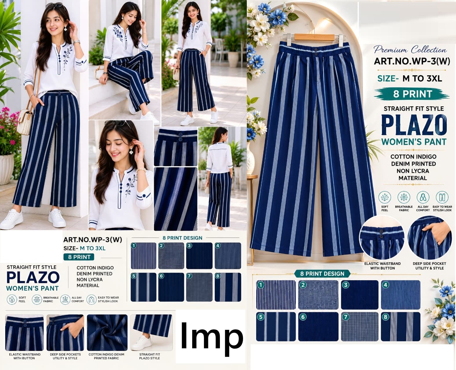 Art No Wp-3 W Imp Cotton Branded Palazzo Manufacturer Gujarat
