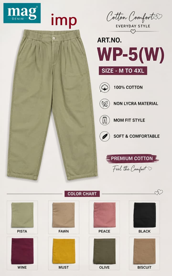 Art Wp-5 W Mom Fit Imp Cotton Women Pants Exporter India