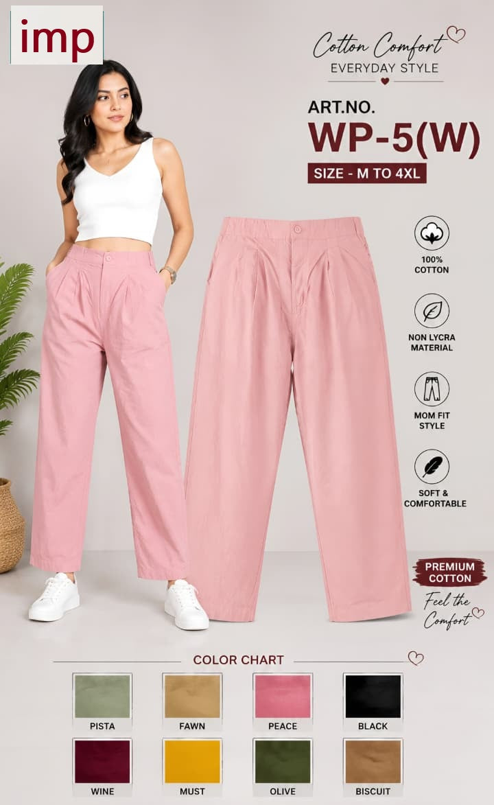 Art Wp-5 W Mom Fit Imp Cotton Women Pants Exporter India