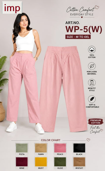 Art Wp-5 W Mom Fit Imp Cotton Women Pants Exporter India