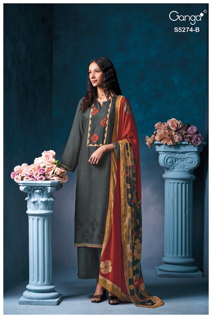 Artemis S5274 Ganga Wool Pashmina Suits Wholesaler Ahmedabad