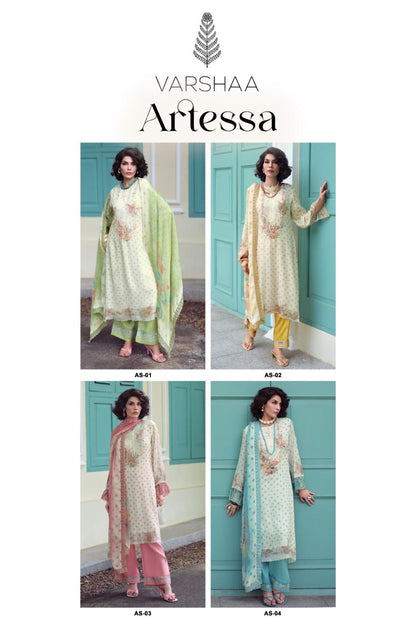 Artessa Varshaa Viscose Chinon Pant Style Suits Wholesaler