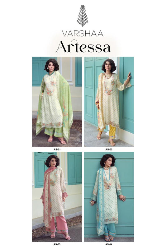 Artessa Varshaa Viscose Chinon Pant Style Suits Wholesaler