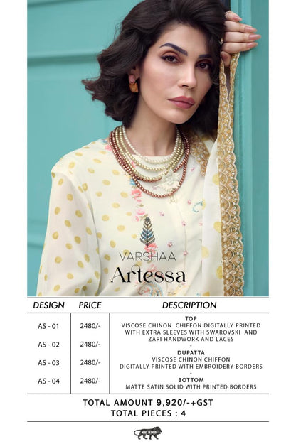 Artessa Varshaa Viscose Chinon Pant Style Suits Wholesaler