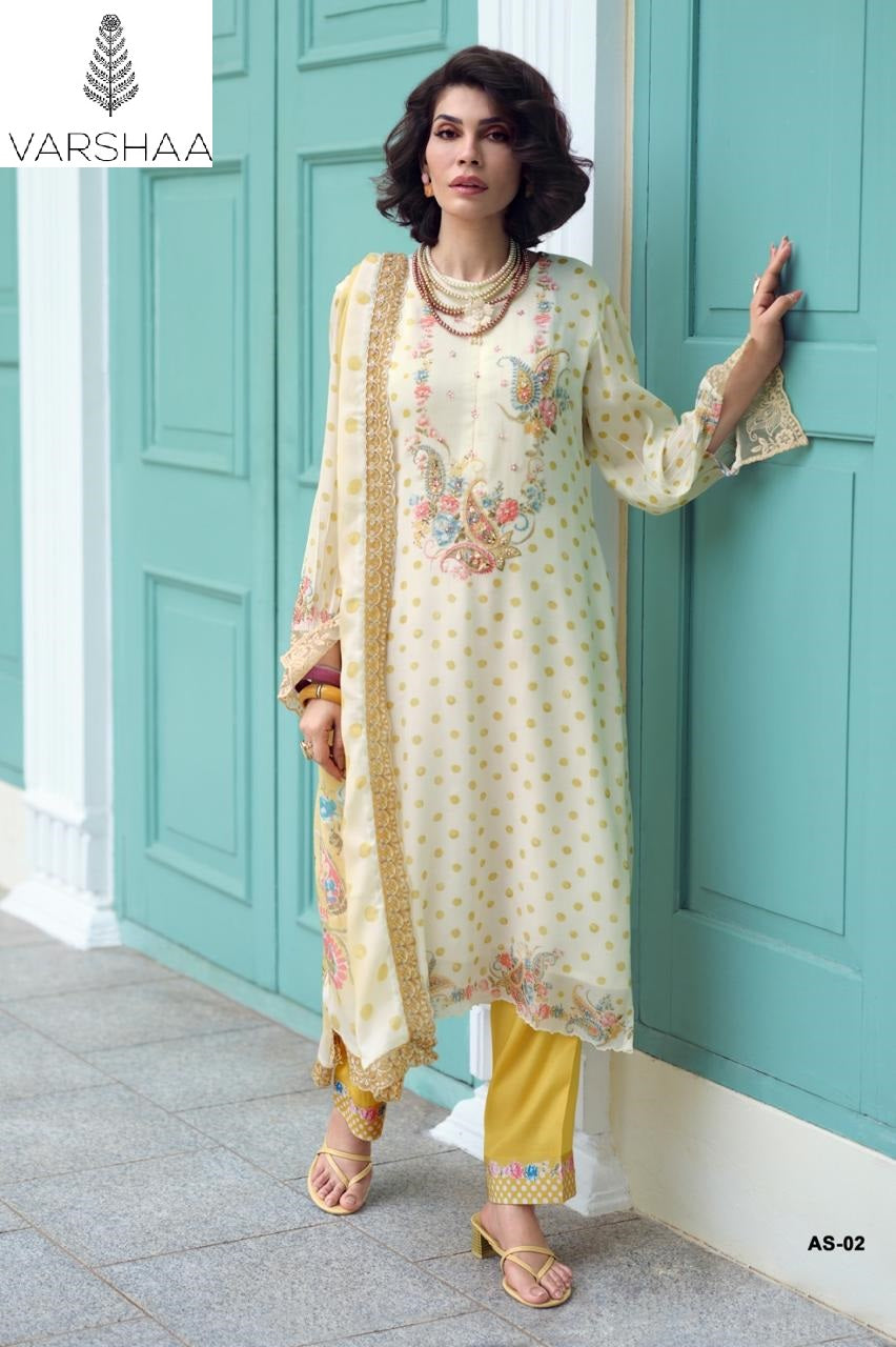 Artessa Varshaa Viscose Chinon Pant Style Suits Wholesaler
