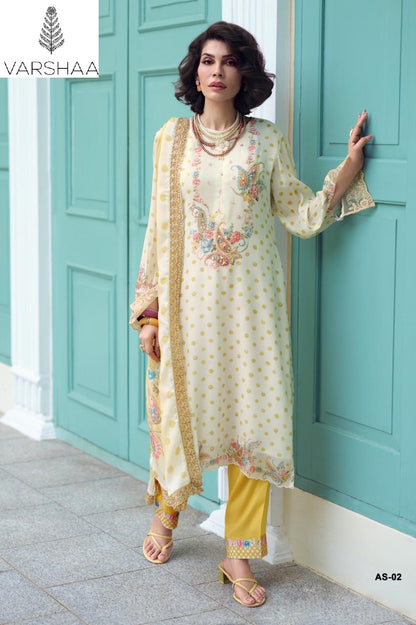 Artessa Varshaa Viscose Chinon Pant Style Suits Wholesaler