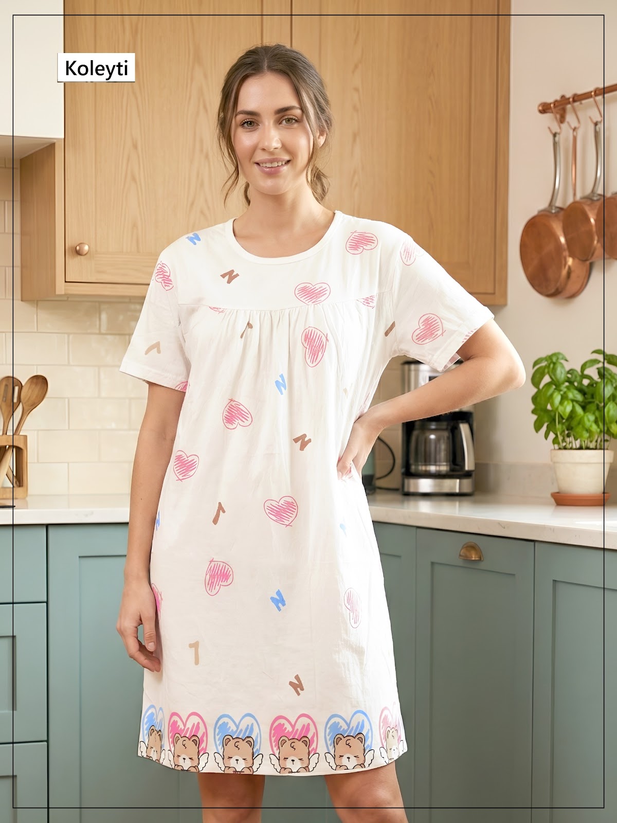 Article 101 Koleyti Cotton Short Night Gown Manufacturer