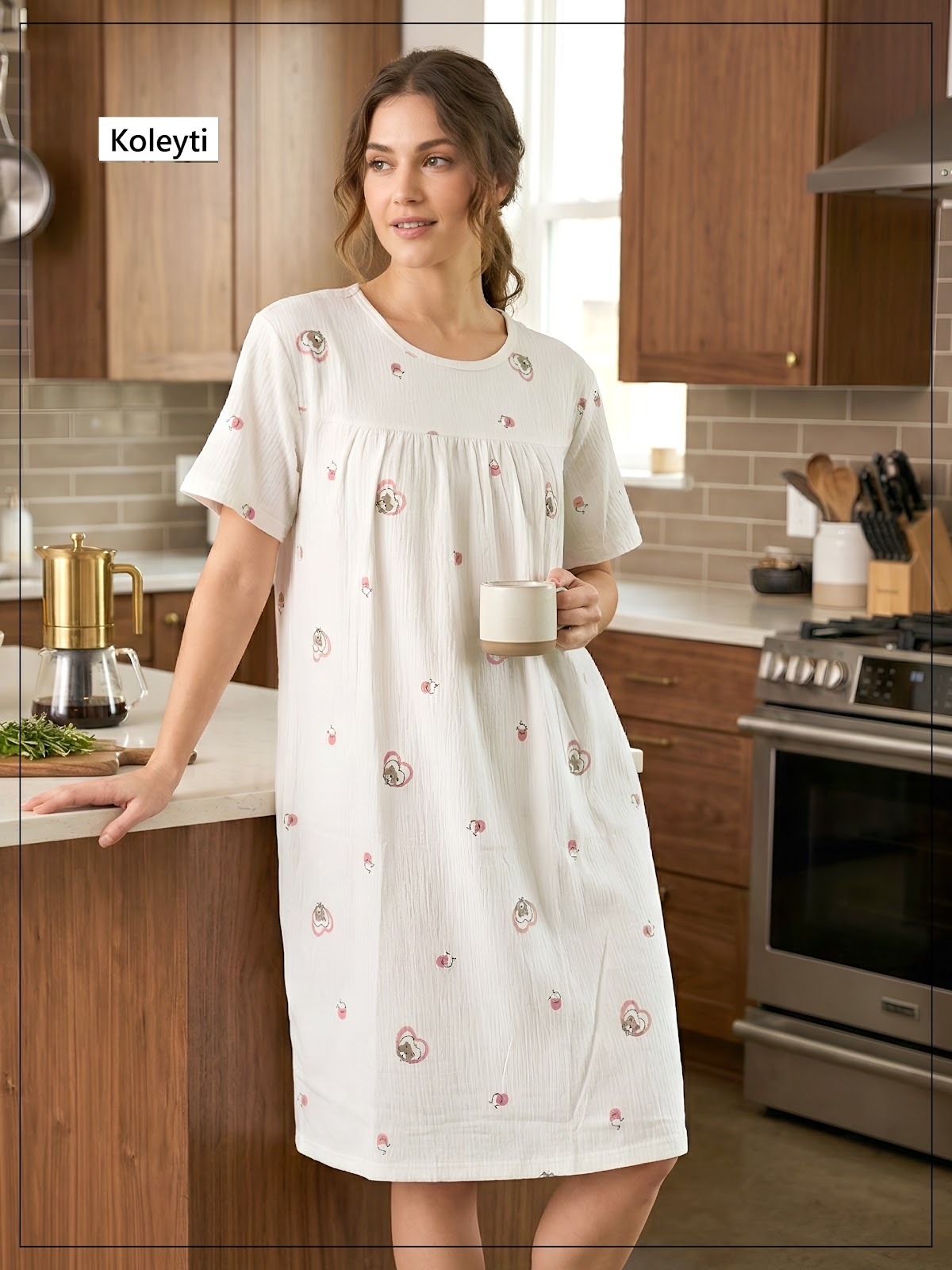 Article 101 Koleyti Cotton Short Night Gown Manufacturer