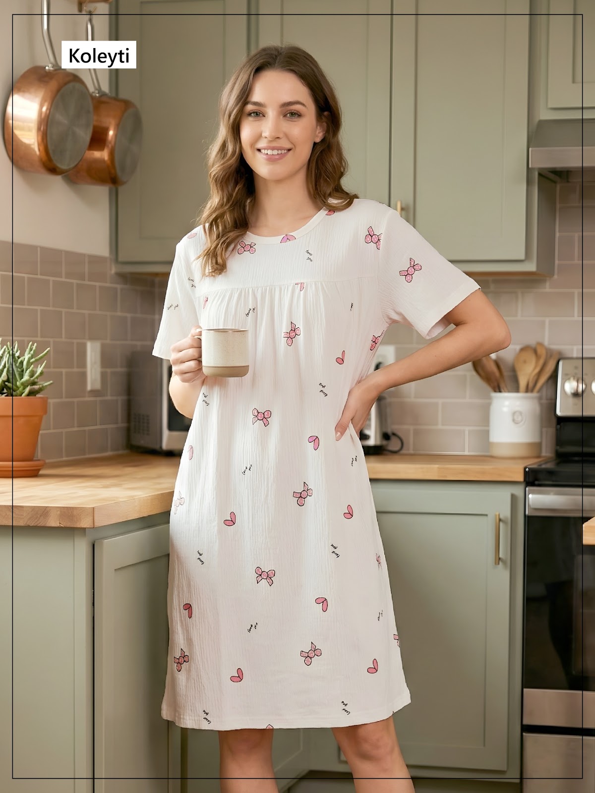 Article 101 Koleyti Cotton Short Night Gown Manufacturer