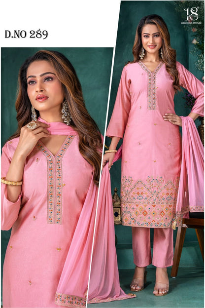 Article 282-283-89 18 Attitude Gadwal Silk Readymade Pant Style Suits Wholesaler