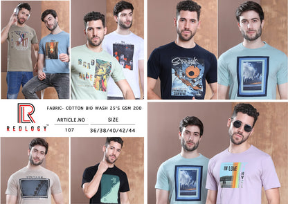 Article No 107 Redlogy Cotton Biowashed Mens Tshirts Supplier Ahmedabad