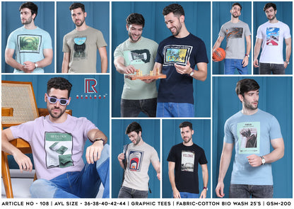 Article No 108 Redlogy Cotton Biowashed Mens Tshirts Wholesale