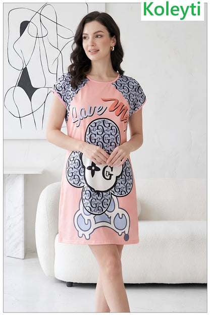 Article Num 96 Koleyti Soft Short Night Gown Wholesaler Ahmedabad