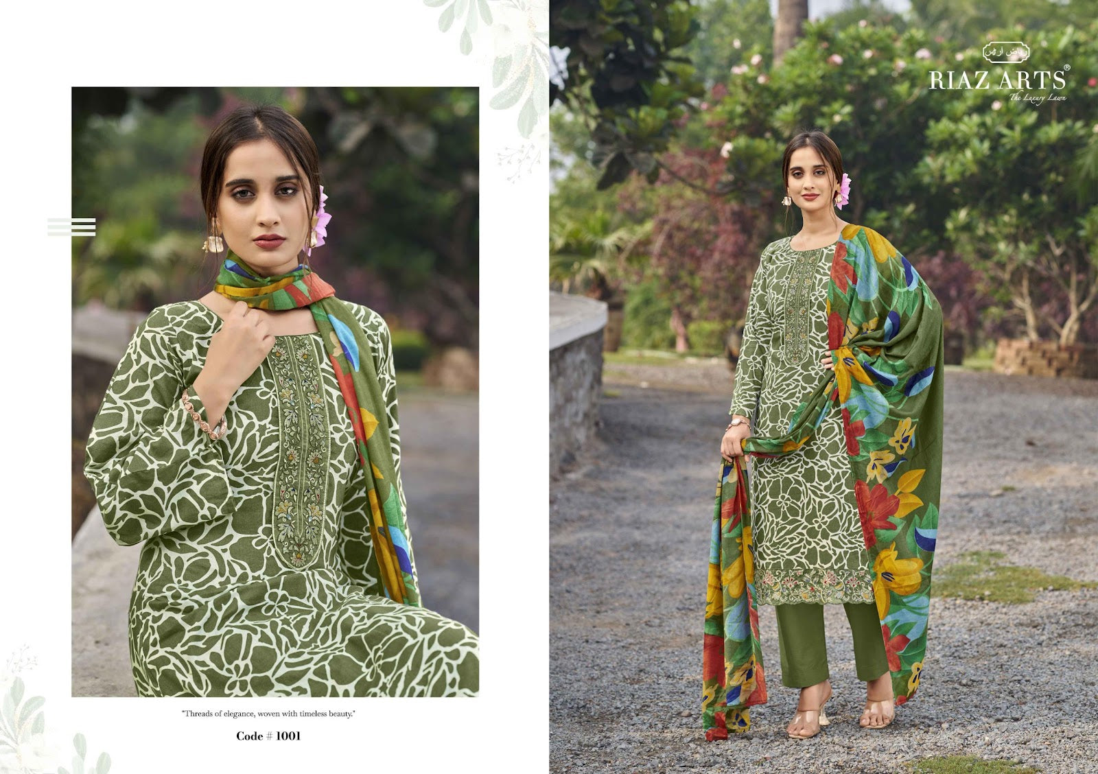 Artisan Story Riaz Art Cambric Lawn Karachi Salwar Suits Wholesaler India