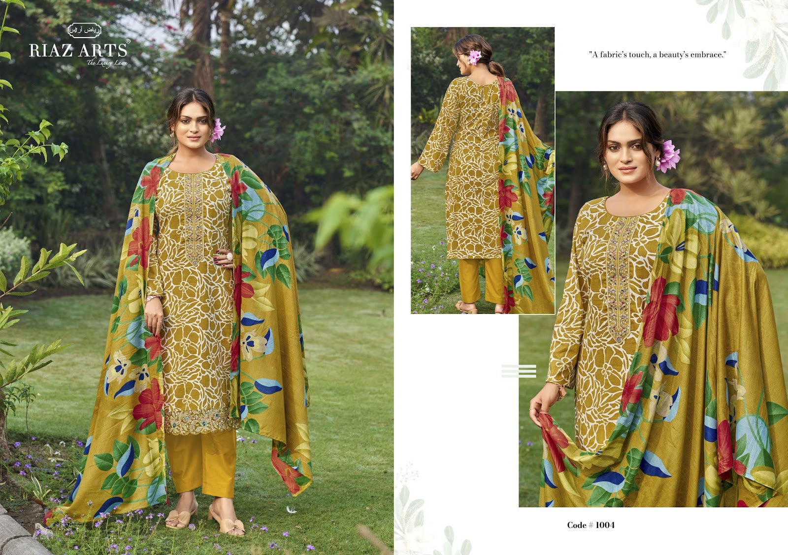Artisan Story Riaz Art Cambric Lawn Karachi Salwar Suits Wholesaler India