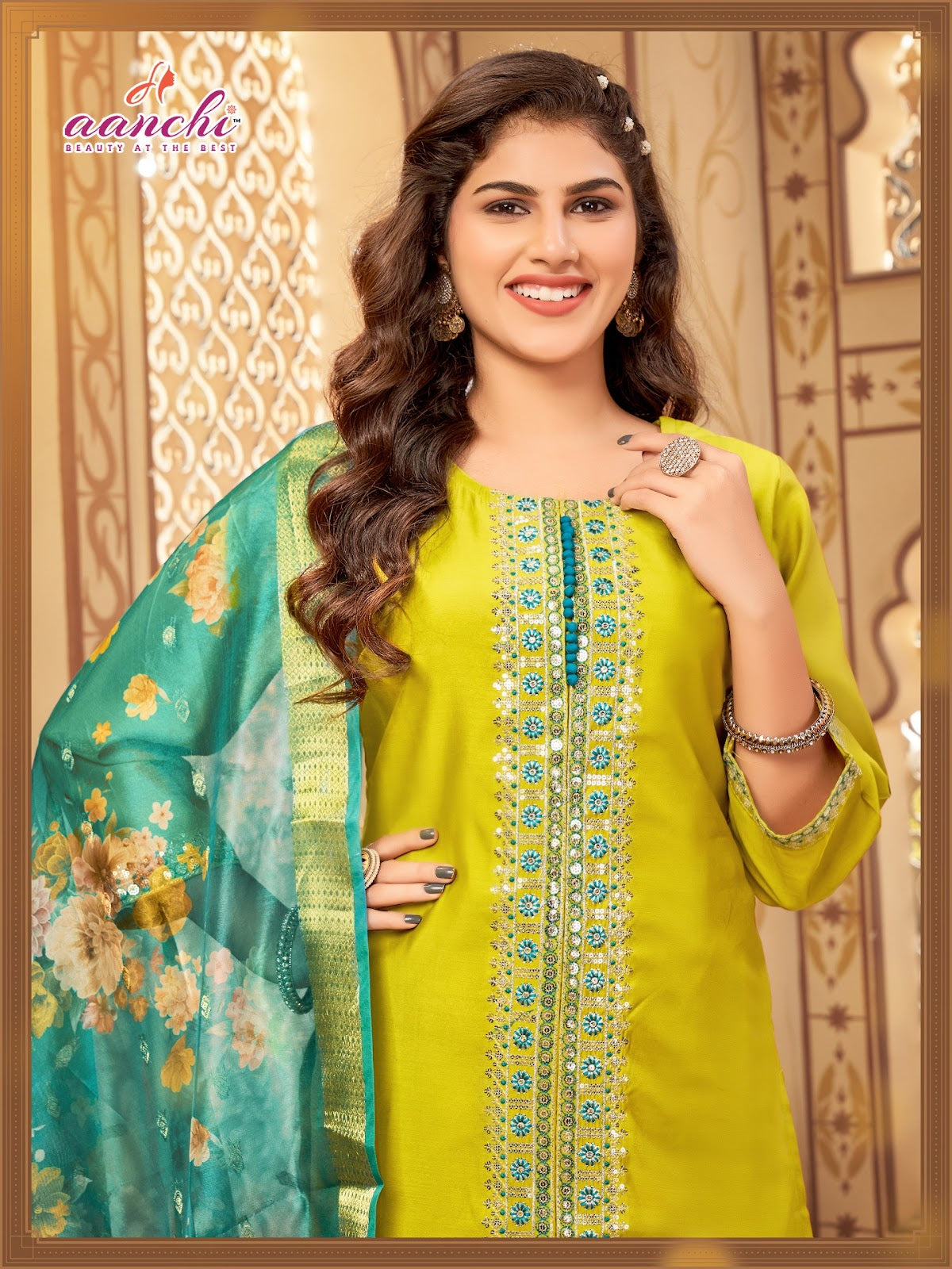 Aruna Aanchi Roman Silk Readymade Pant Style Suits Wholesaler India