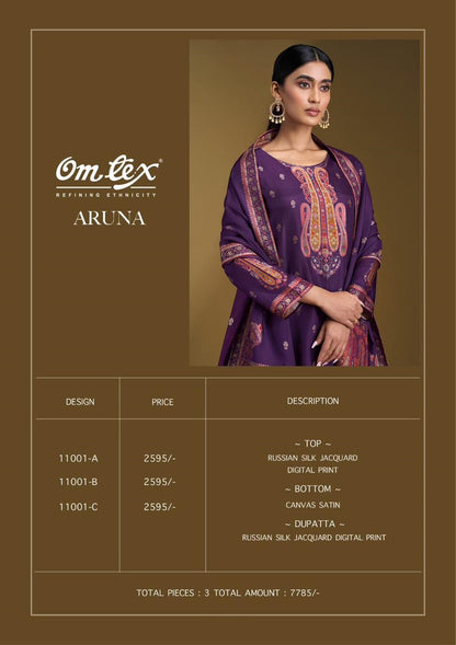 Aruna Omtex Russian Silk Salwar Suits Exporter Gujarat