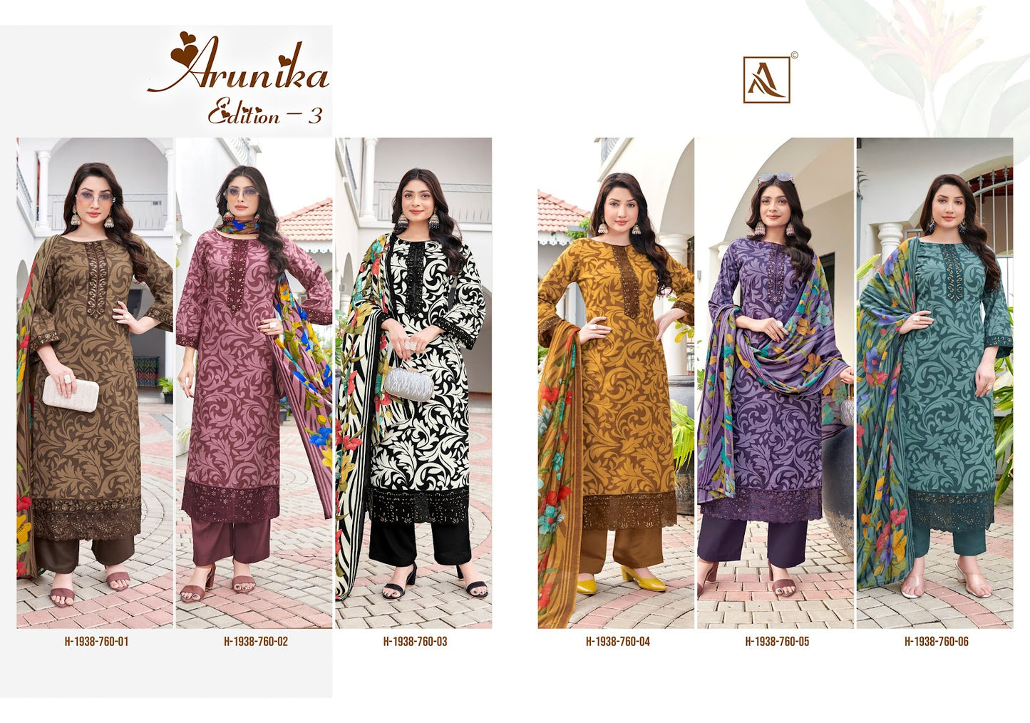 Arunika Edition 3 Alok Cambric Karachi Salwar Suits Supplier