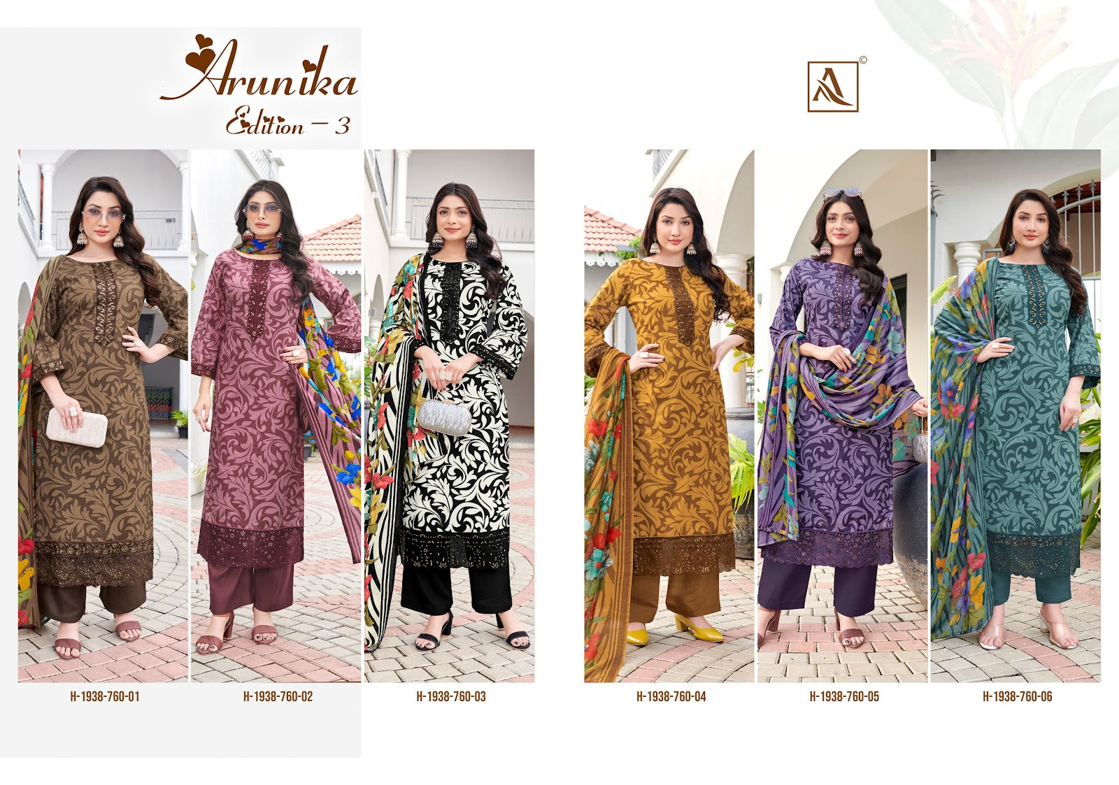 Arunika Edition 3 Alok Cambric Karachi Salwar Suits Supplier