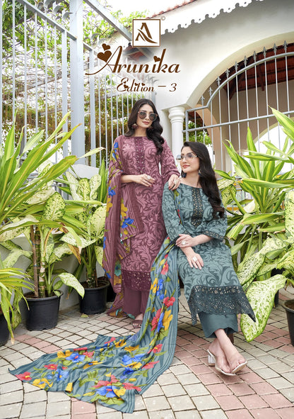 Arunika Edition 3 Alok Cambric Karachi Salwar Suits Supplier