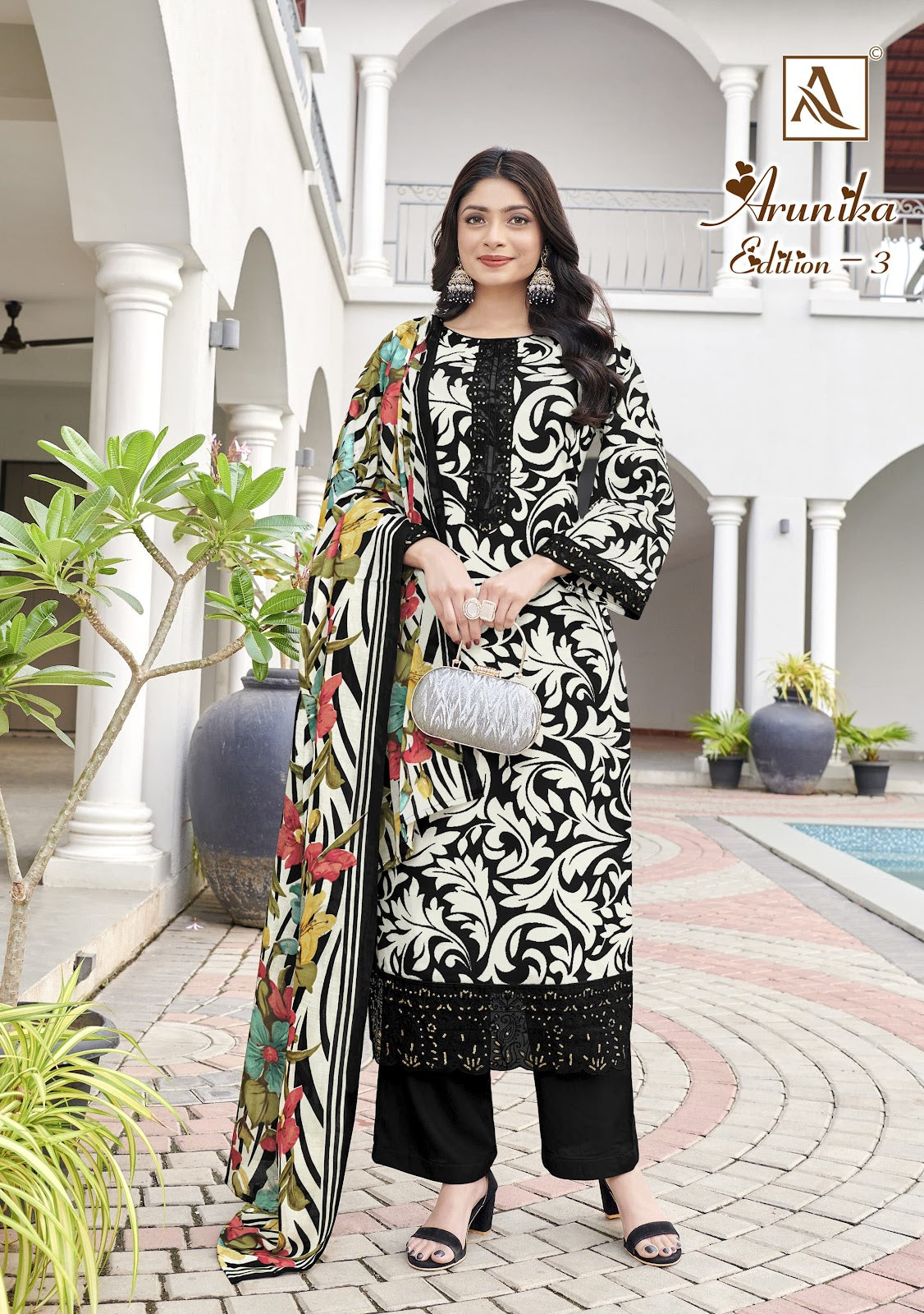 Arunika Edition 3 Alok Cambric Karachi Salwar Suits Supplier