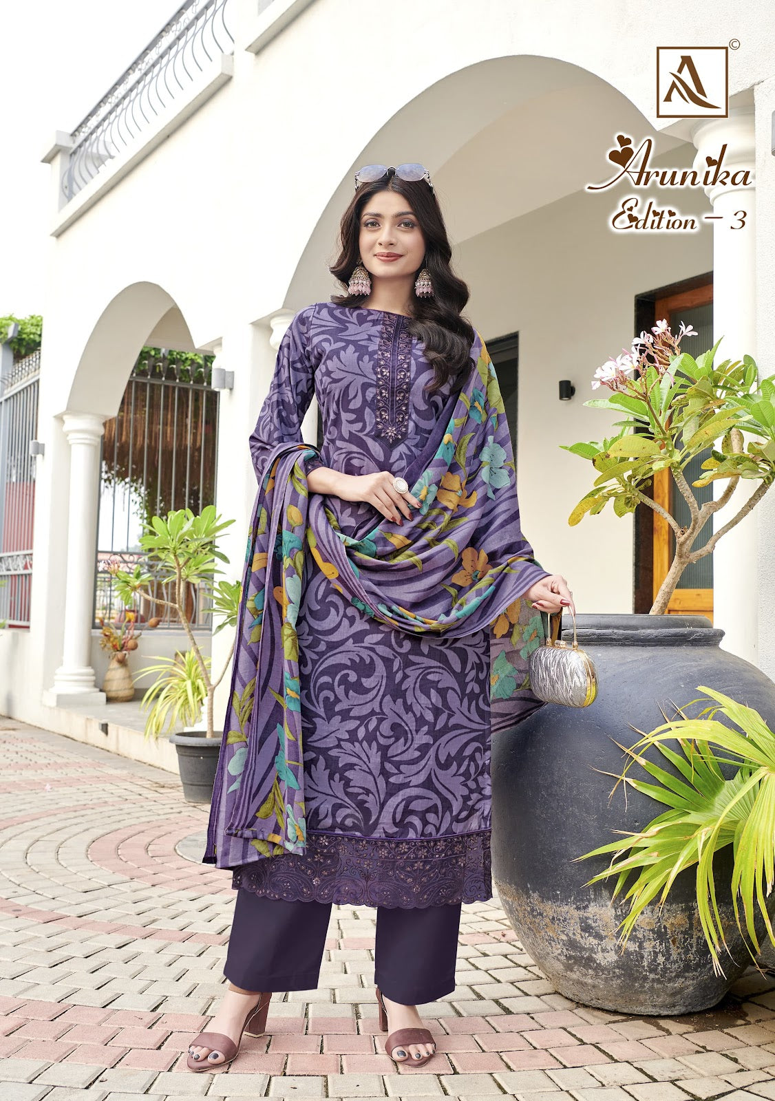 Arunika Edition 3 Alok Cambric Karachi Salwar Suits Supplier