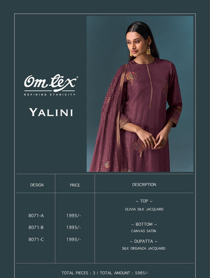 Yalini Omtex Silk Pant Style Suits Supplier