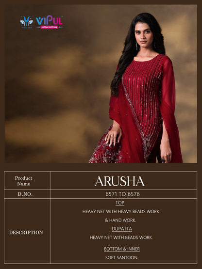 Arusha Vipul Heavy Net Pant Style Suits Wholesale Price