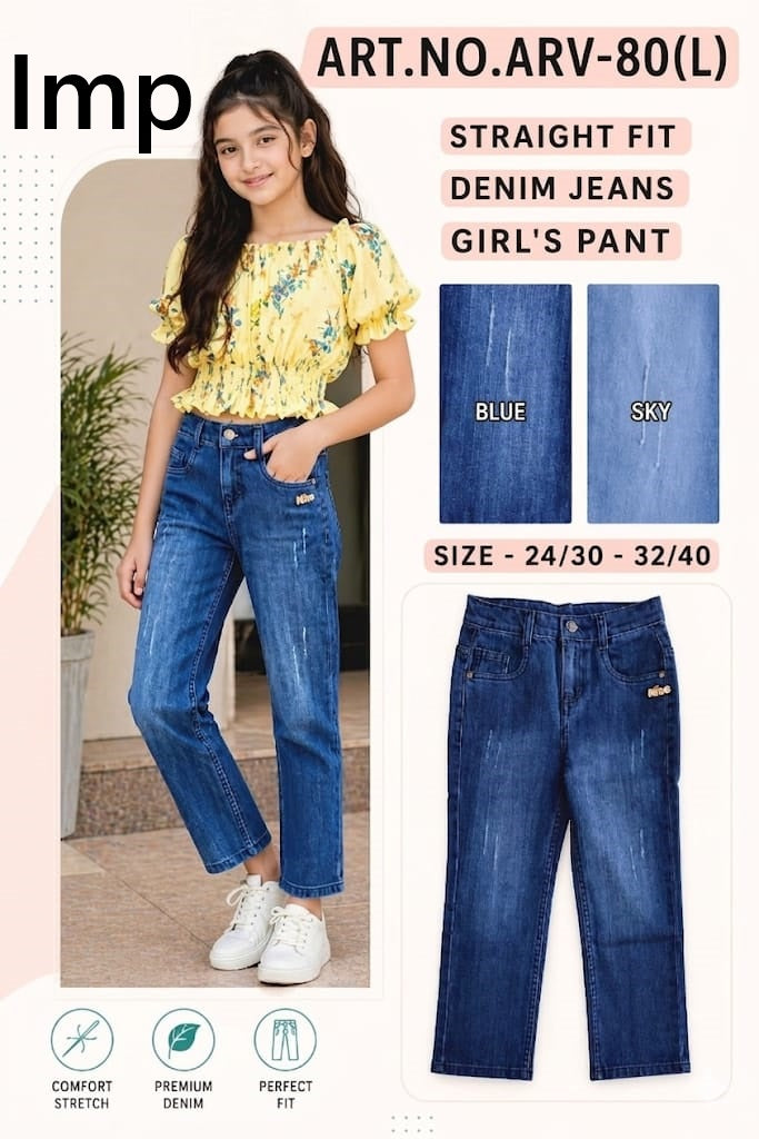 Arv 80 L Denim Jeans Imp Cotton Girls Pant Exporter India