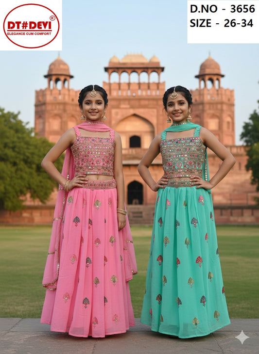 Arya Design 3656 Dt Devi Georgette Readymade Girls Lehenga Choli Manufacturer Ahmedabad