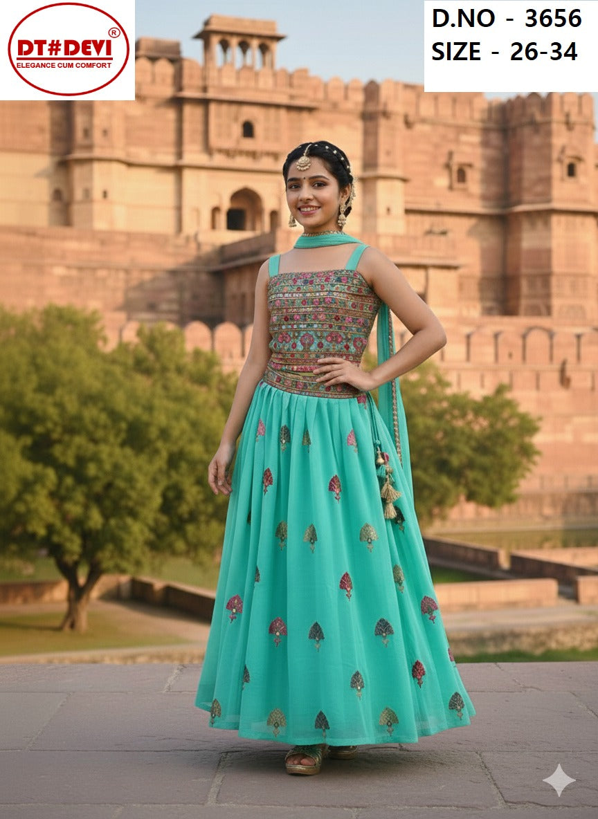 Arya Design 3656 Dt Devi Georgette Readymade Girls Lehenga Choli Manufacturer Ahmedabad