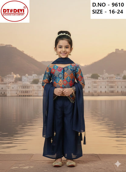 Aryaa D No 9610 Dt Devi Georgette Girls Readymade Palazzo Suits Exporter