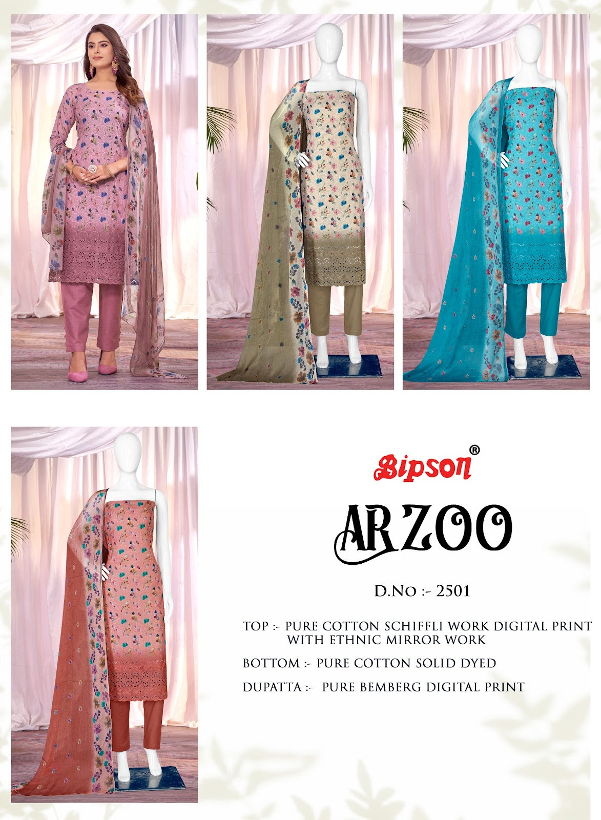 Arzoo 2501 Bipson Prints Cotton Pant Style Suits