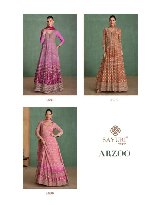 Arzoo Sayuri Georgette Gown Dupatta Set Manufacturer Ahmedabad