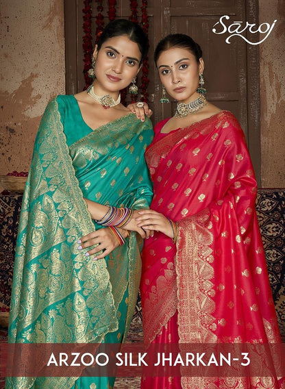 Arzoo Silk Jharkan Vol 3 Saroj Sarees Supplier Ahmedabad