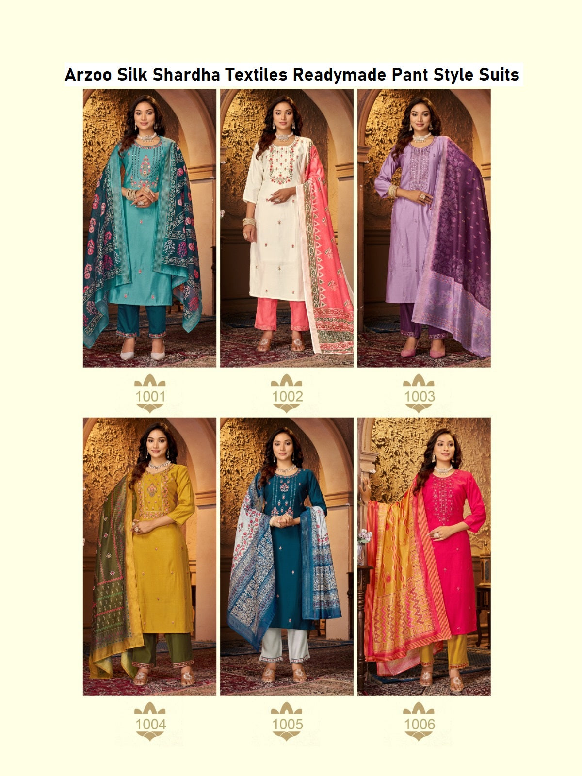 Arzoo Silk Shardha Textiles Premium Silk Readymade Pant Style Suits Wholesaler Ahmedabad