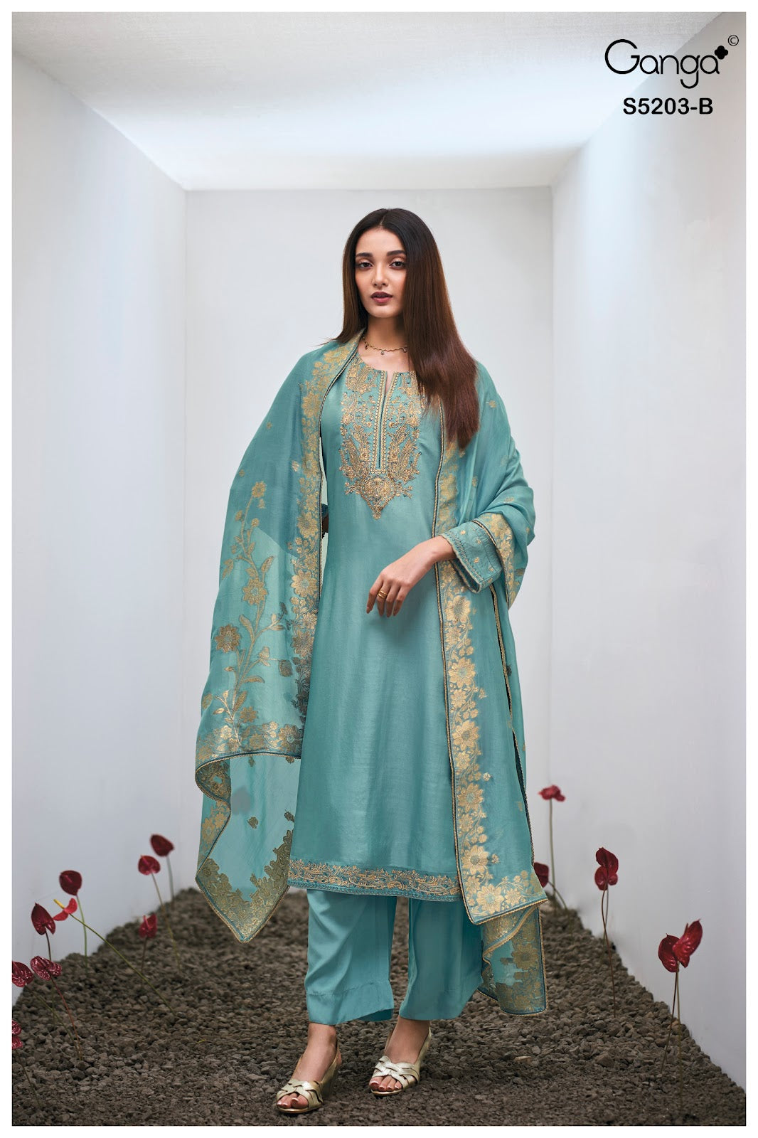 Asarit S5203 Ganga Russian Silk Plazzo Style Suits Wholesale Price