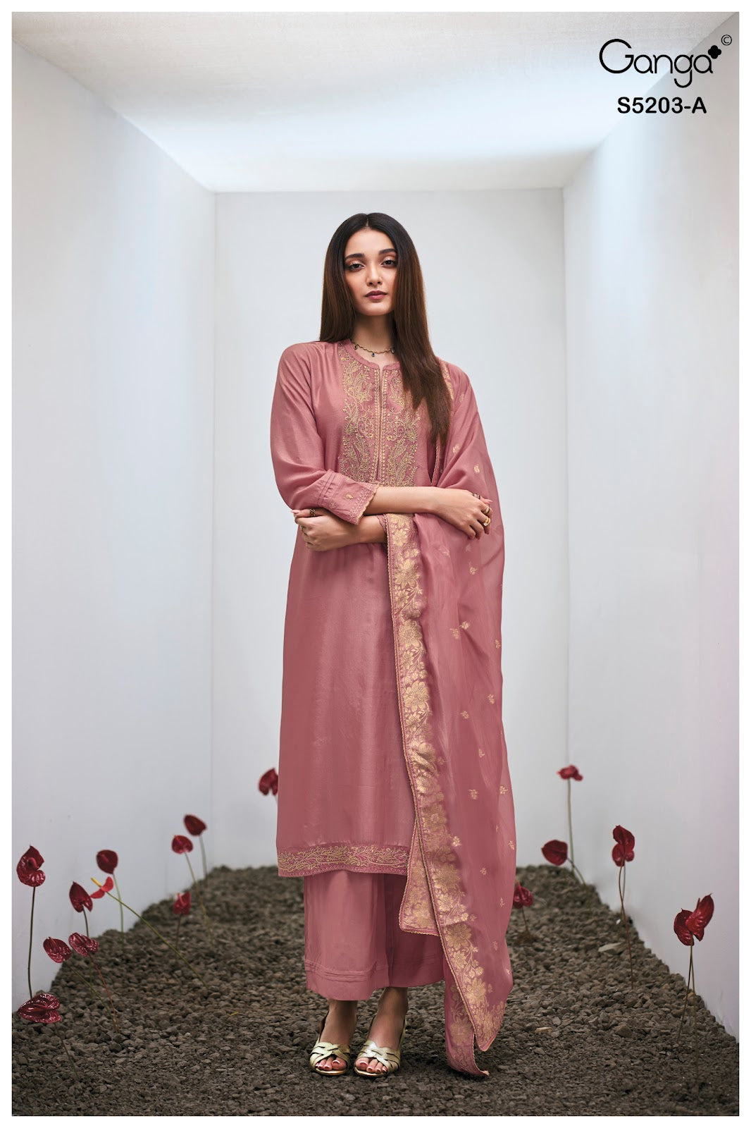 Asarit S5203 Ganga Russian Silk Plazzo Style Suits Wholesale Price