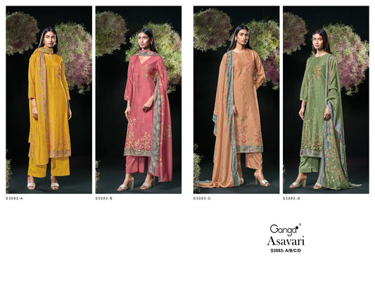 Asavari 3083 Ganga Premium Bemberg Plazzo Style Suits Exporter India