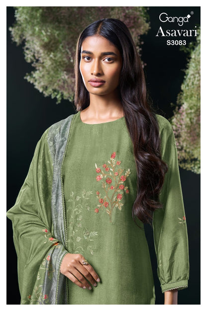 Asavari 3083 Ganga Premium Bemberg Plazzo Style Suits Exporter India