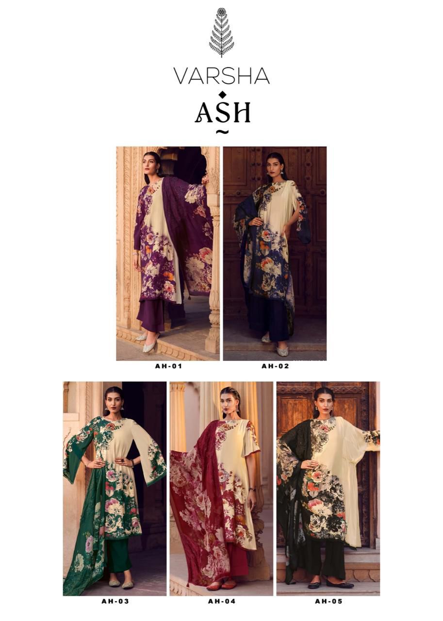 Ash Varsha Fashions Viscose Muslin Pant Style Suits Wholesale